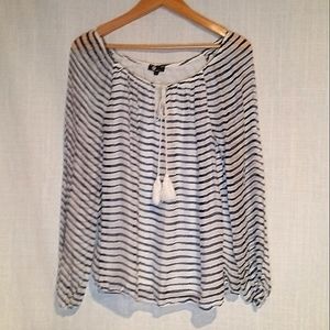 M Made in Italy Silk & Viscose Organza Top Stripe Blouse Small